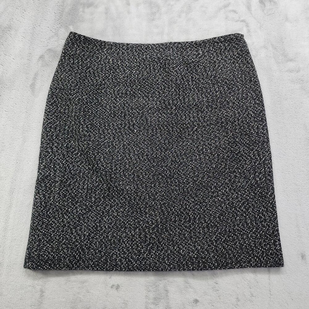 Jones Wear Skirt Size 12 Black White Tweed Pencil Side Zip Lined Office Career